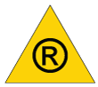 Yellow triangle Canadian safety footwear symbol displayed for education