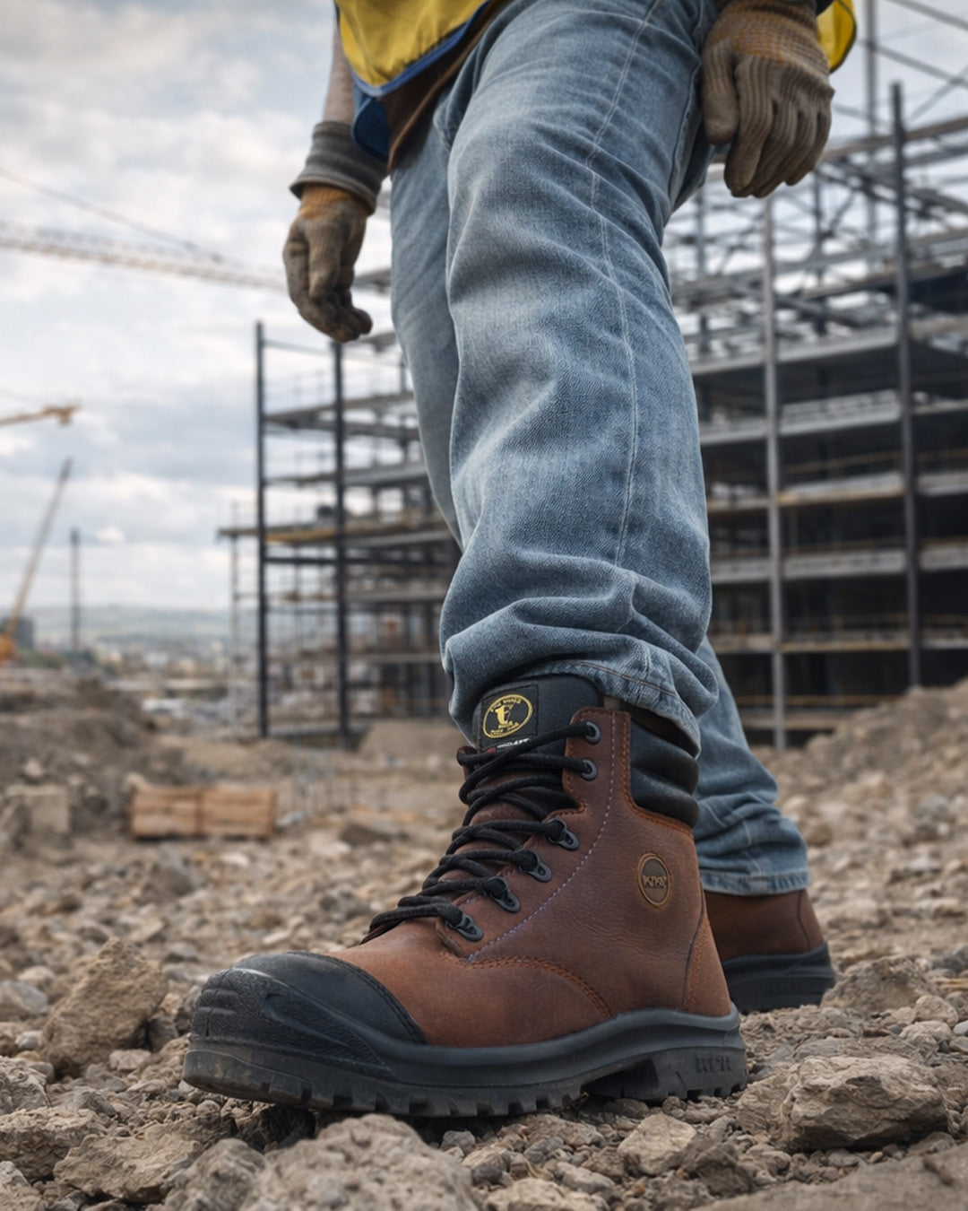 KPR work boot worn on a construction site