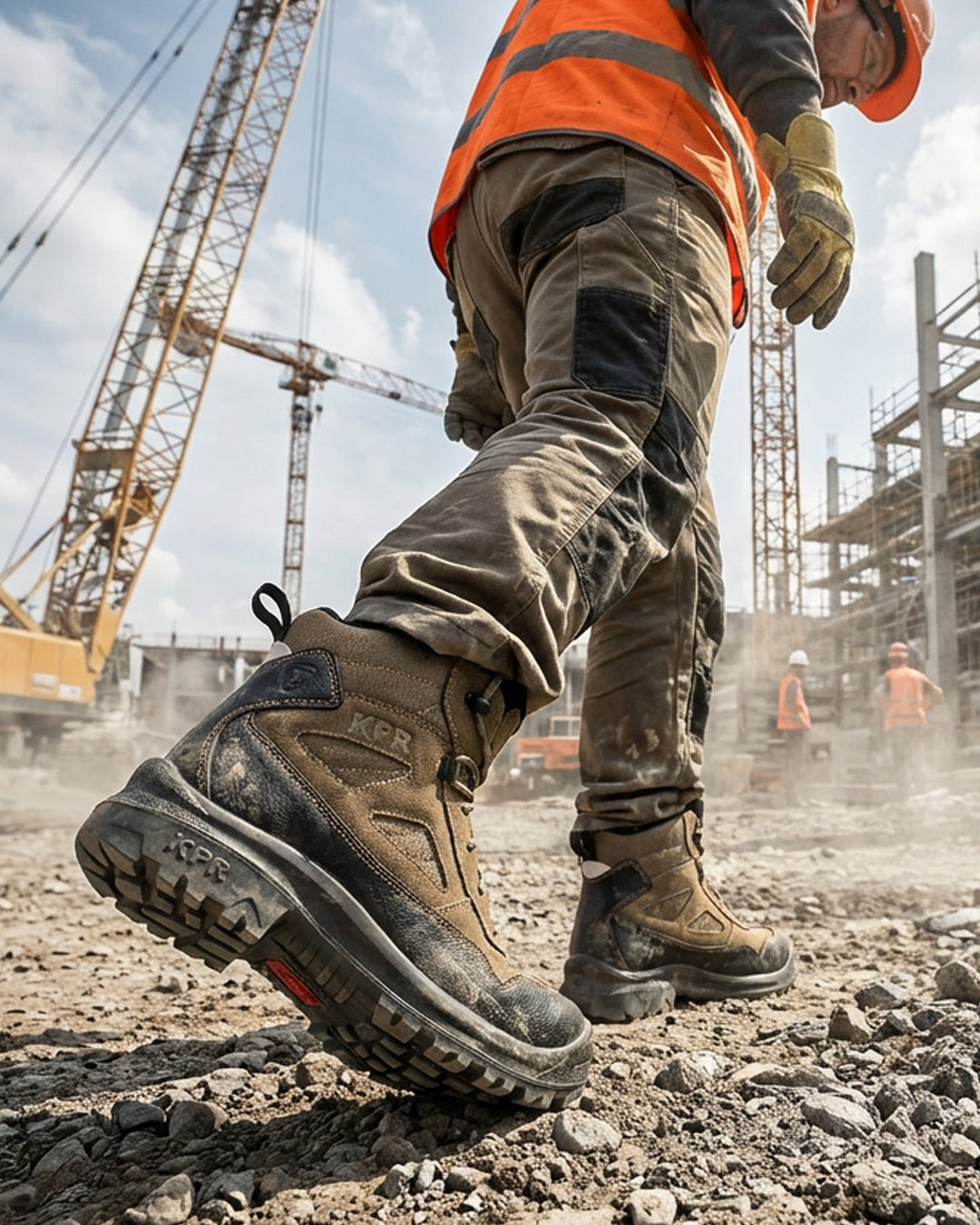 KPR work boot worn on an active construction site